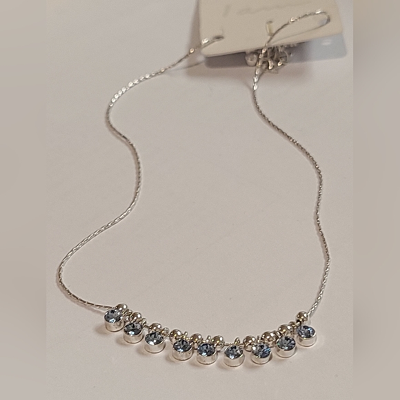 I AM SILVER PLATED CRYSTALS BY SWAROVSKI DANGLE BLUE ADJUSTABLE NECKLACE - Picture 15 of 16